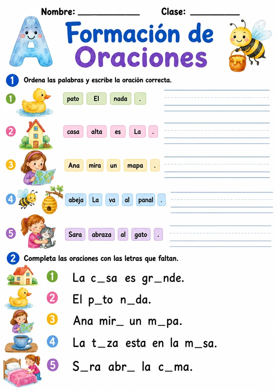 Spanish Letter A Phonics Worksheets Pack page 8 printable worksheet preview