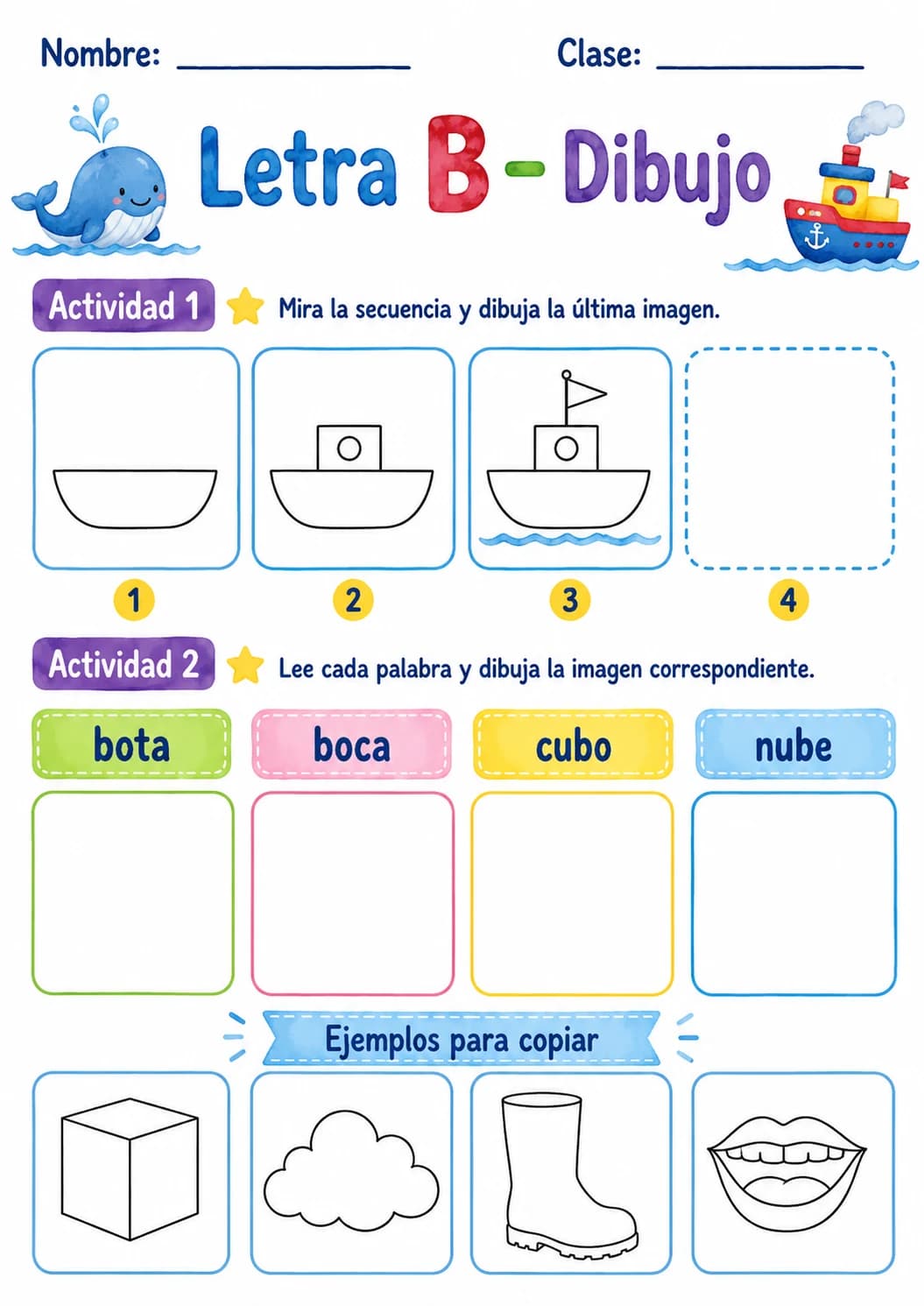 Spanish Letter B Phonics Worksheets Pack page 3 printable worksheet preview