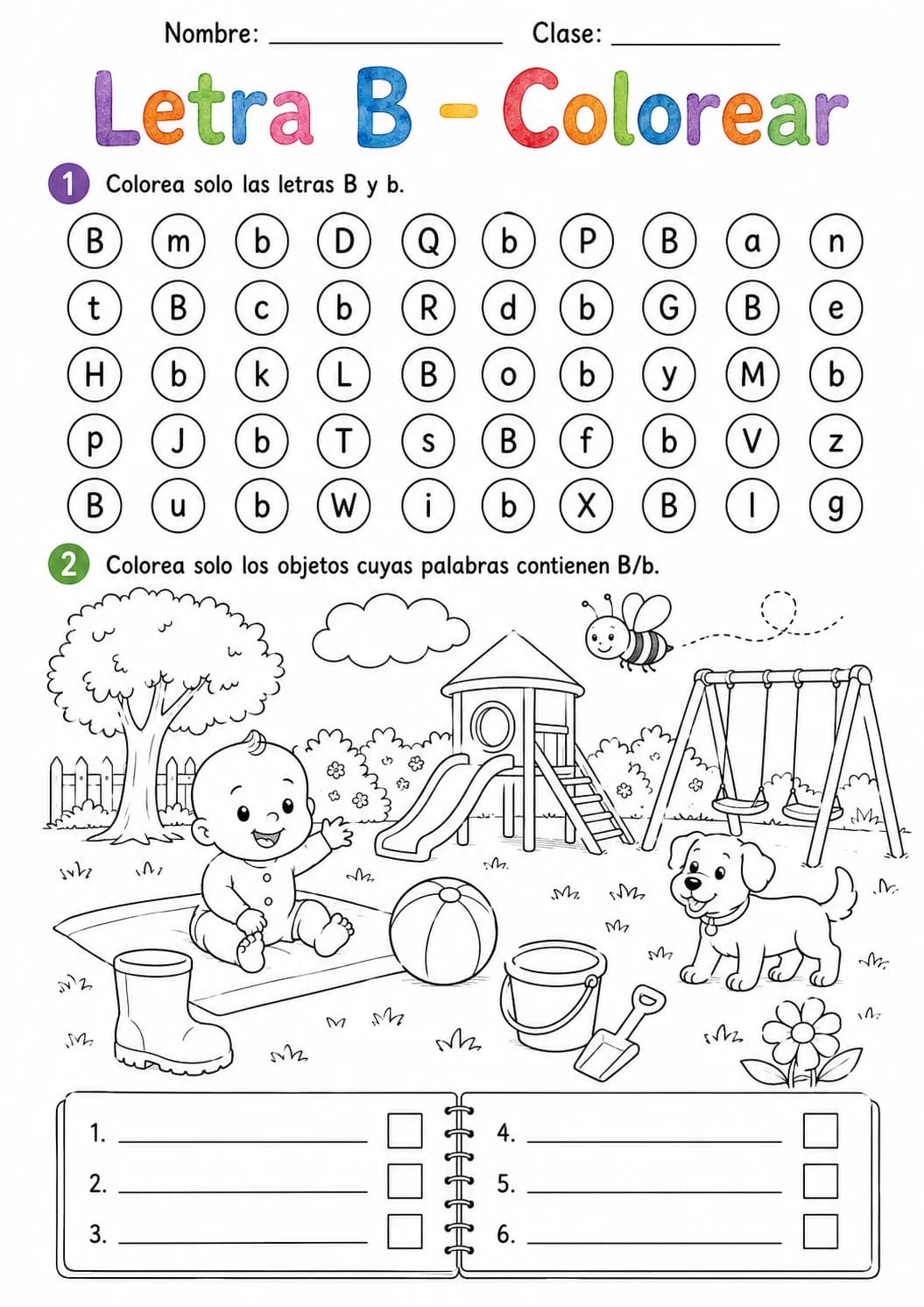 Spanish Letter B Phonics Worksheets Pack page 5 printable worksheet preview