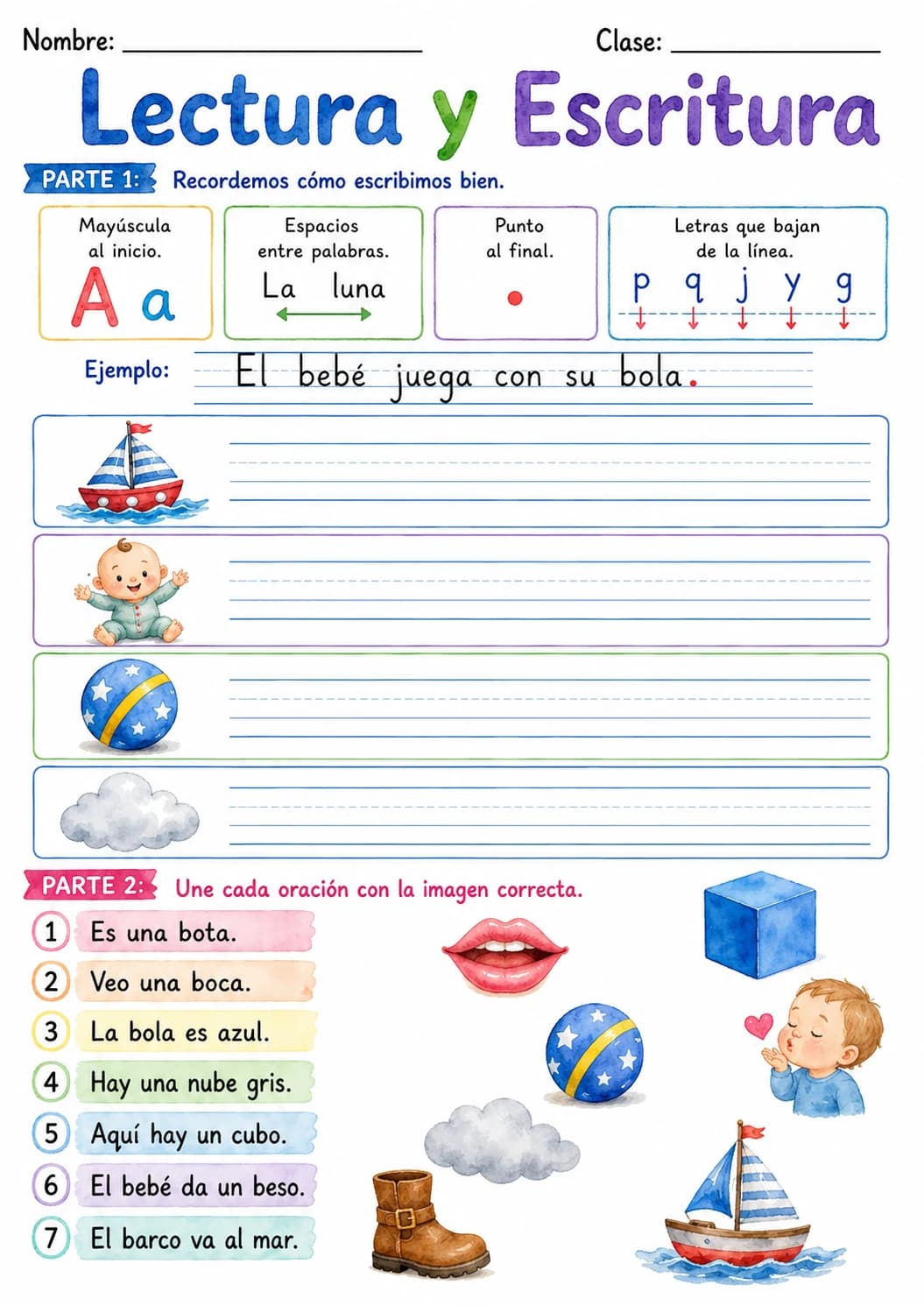Spanish Letter B Phonics Worksheets Pack page 6 printable worksheet preview