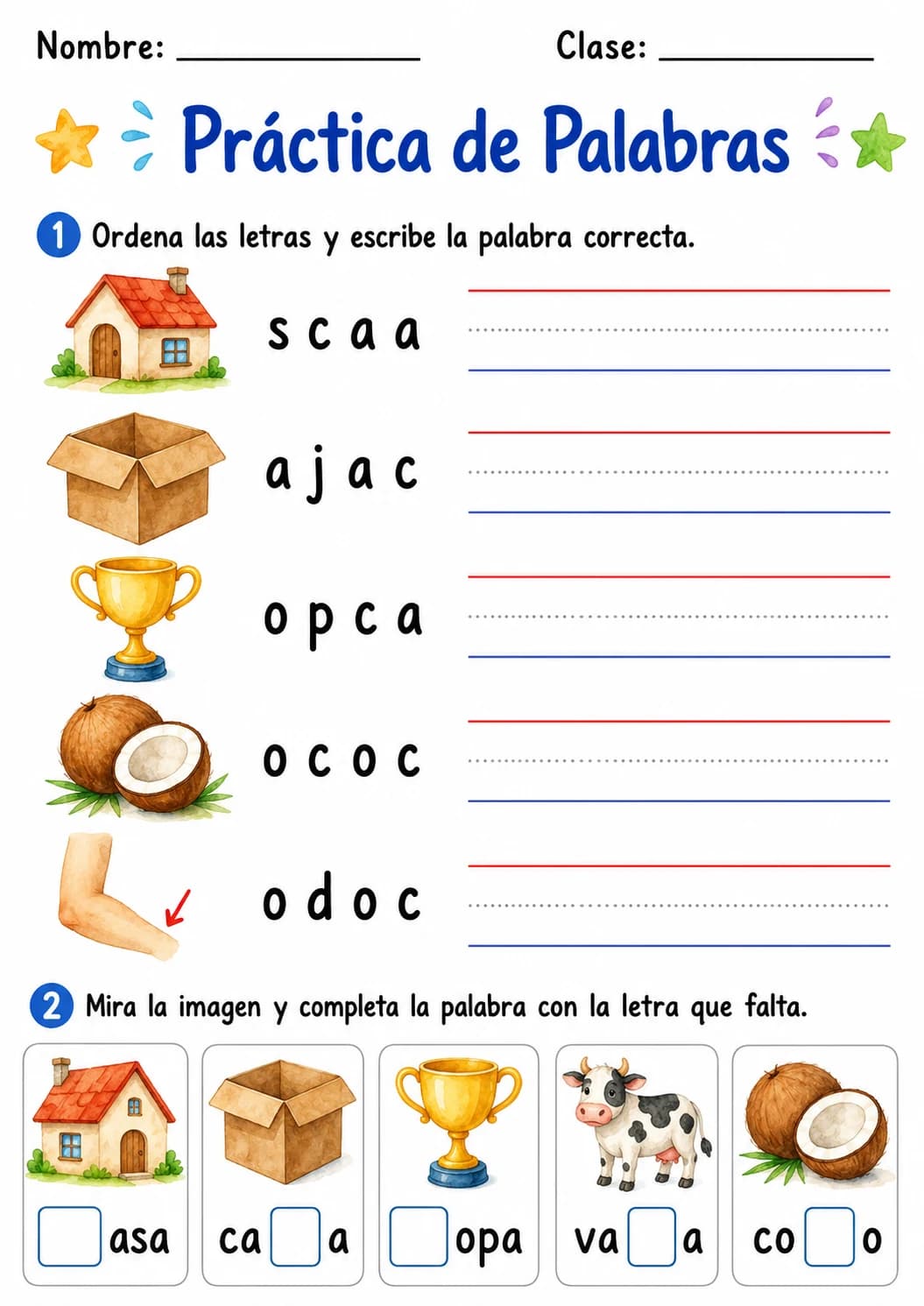 Spanish Letter C Phonics Worksheets Pack page 7 printable worksheet preview