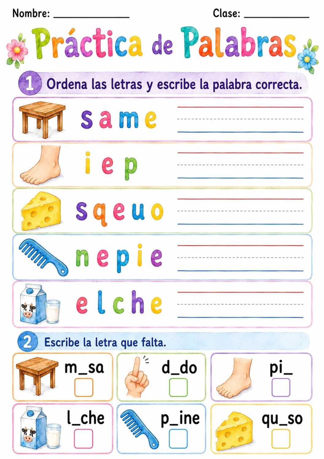 Spanish Letter E Phonics Worksheets Pack page 7 printable worksheet preview