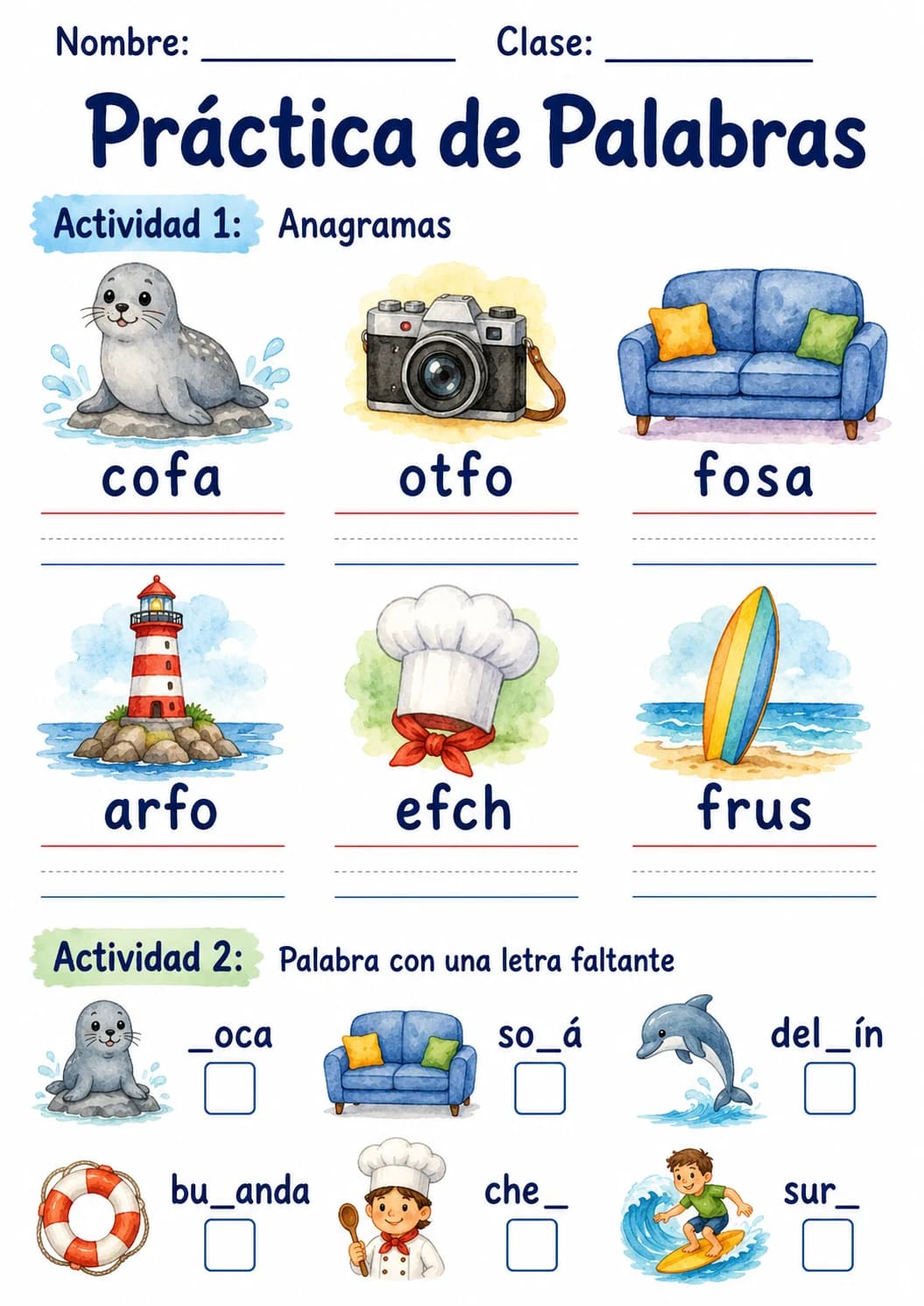 Spanish Letter F Phonics Worksheets Pack page 3 printable worksheet preview