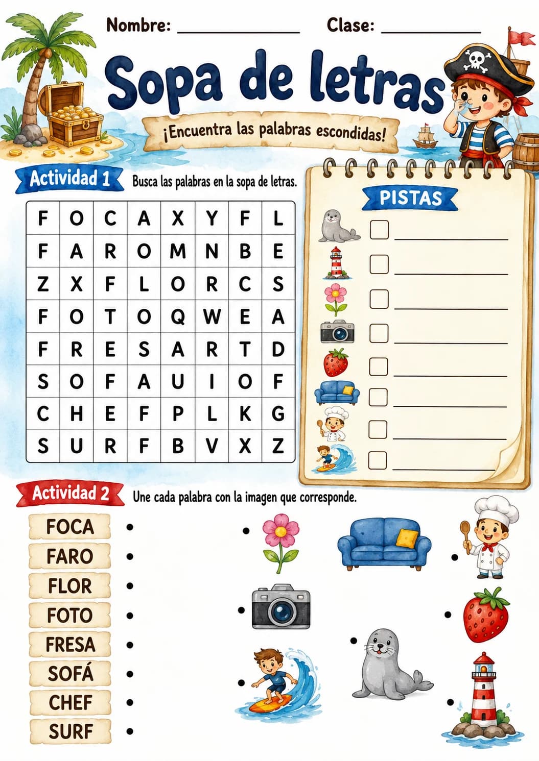 Spanish Letter F Phonics Worksheets Pack page 4 printable worksheet preview