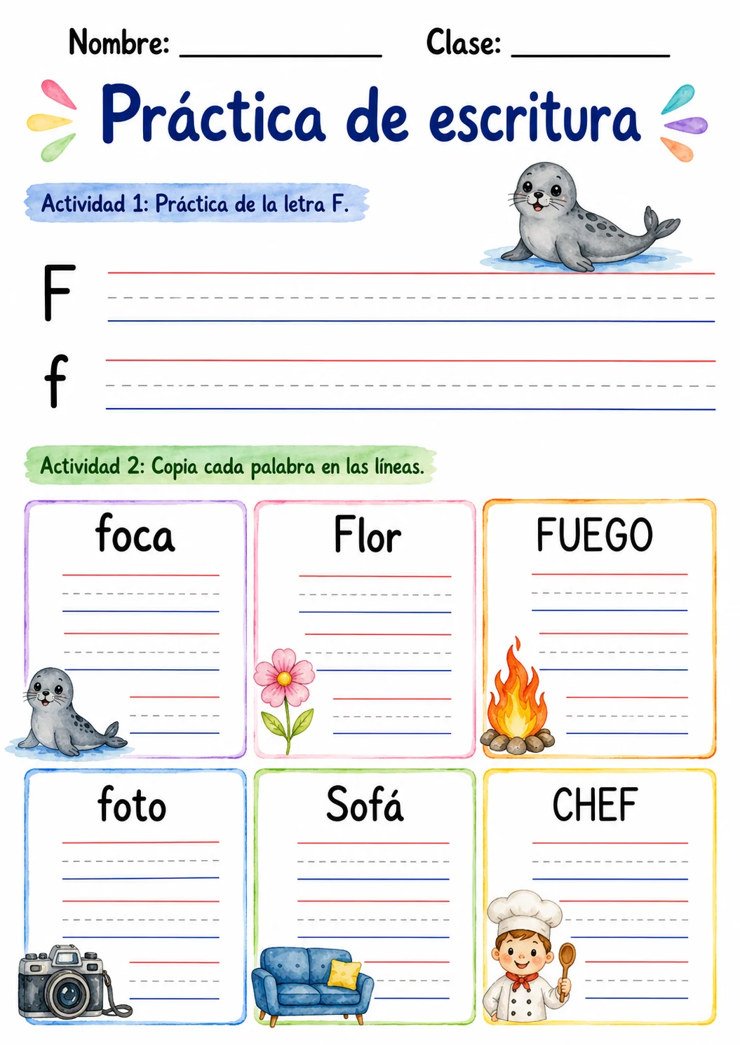 Spanish Letter F Phonics Worksheets Pack page 9 printable worksheet preview