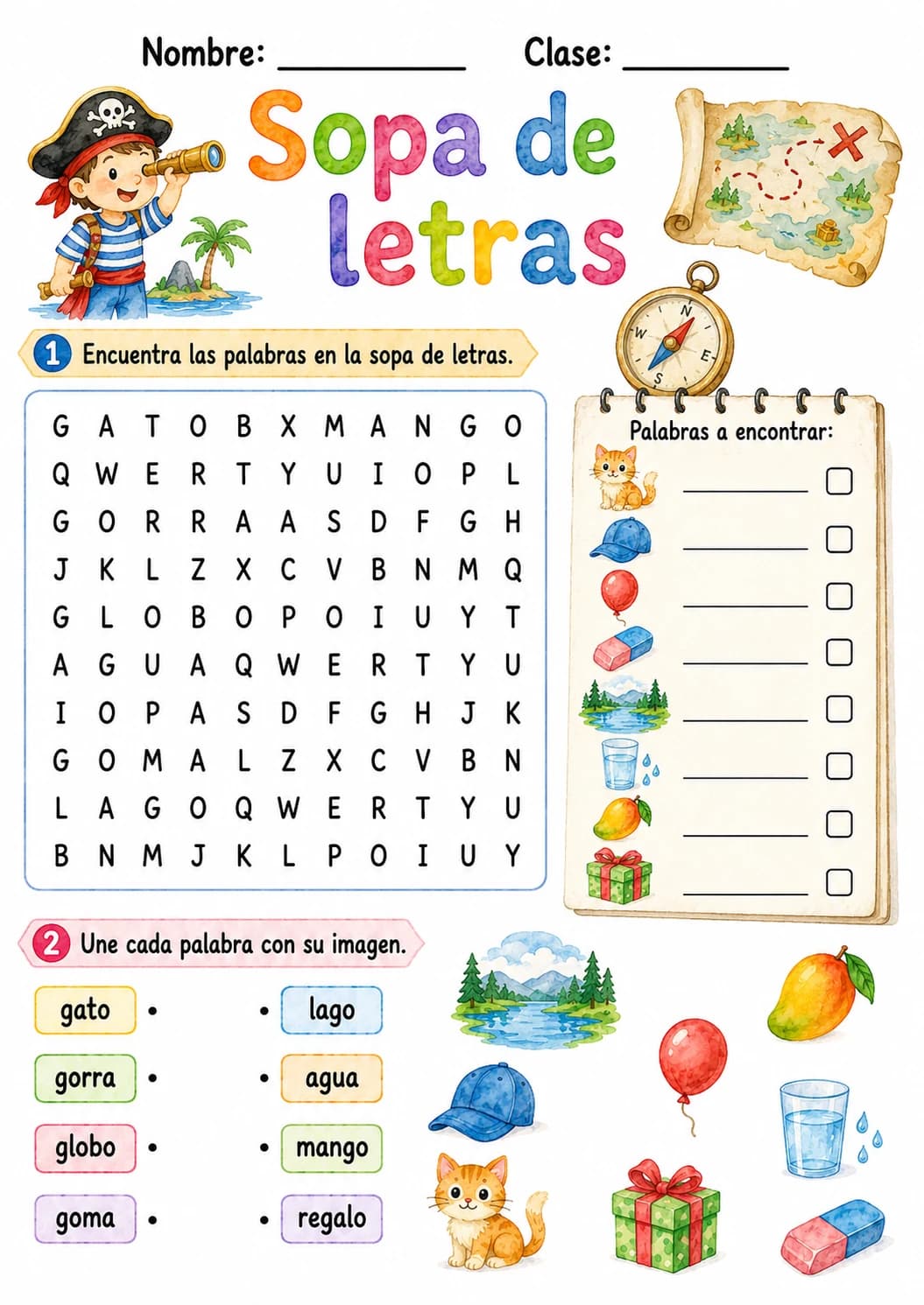 Spanish Letter G Phonics Worksheets Pack page 4 printable worksheet preview