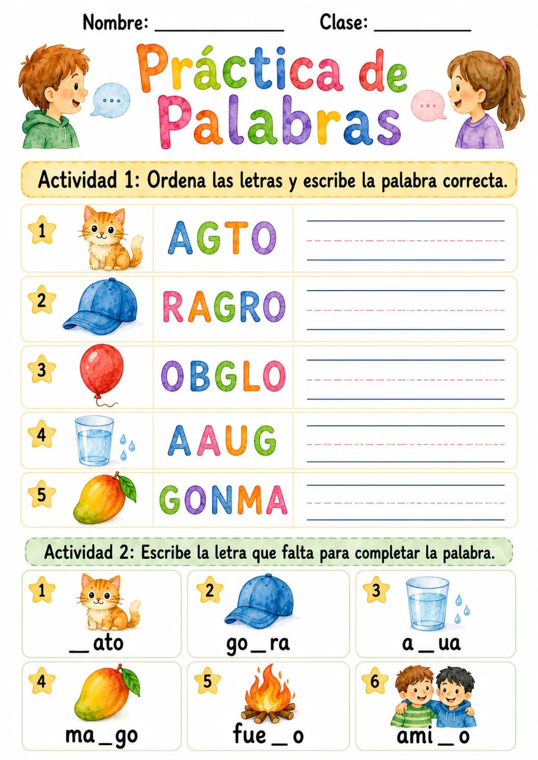 Spanish Letter G Phonics Worksheets Pack page 5 printable worksheet preview