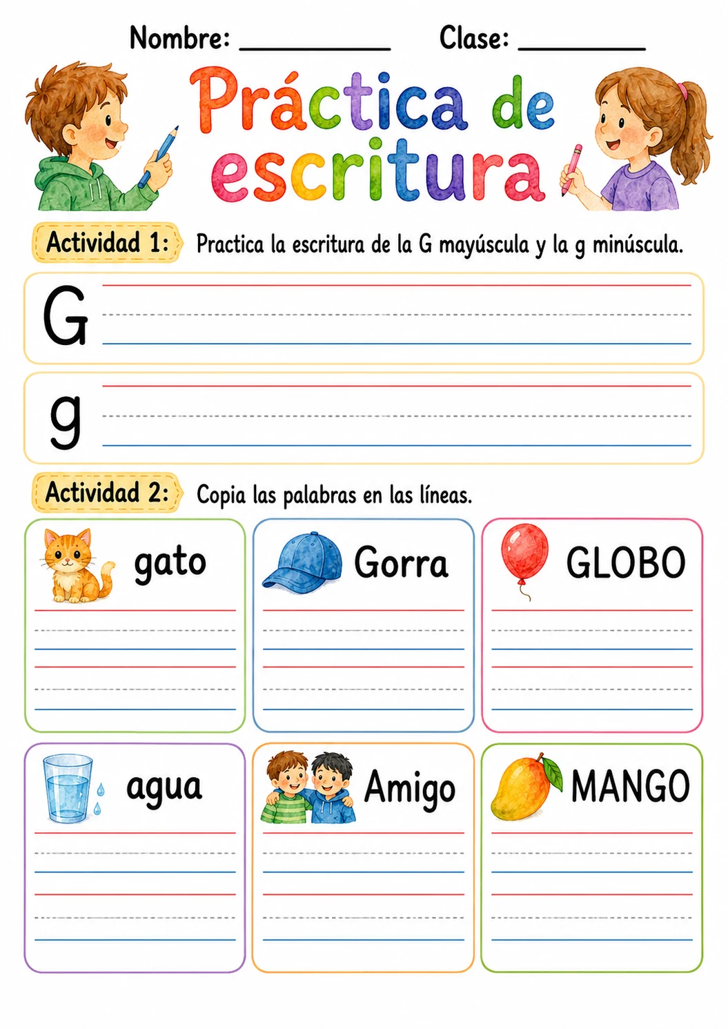 Spanish Letter G Phonics Worksheets Pack page 10 printable worksheet preview
