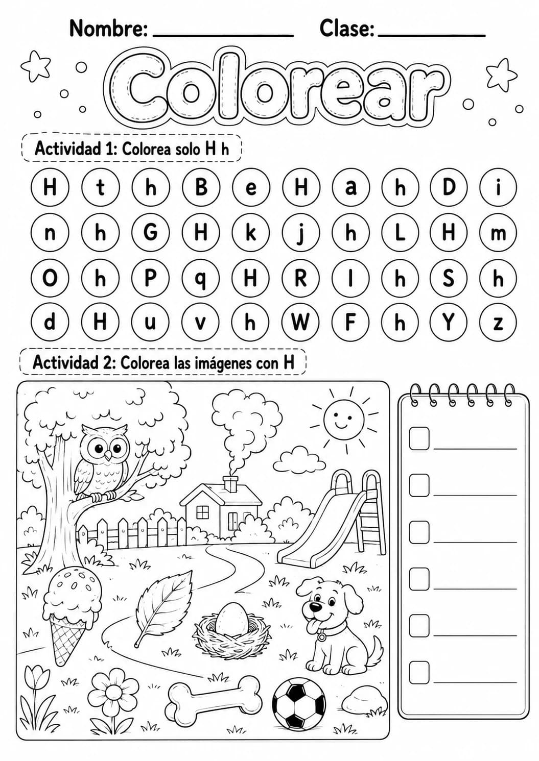 Spanish Letter H Phonics Worksheets Pack page 6 printable worksheet preview