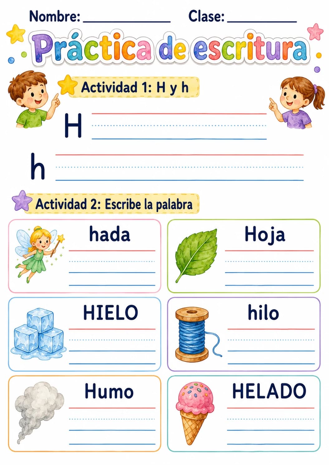 Spanish Letter H Phonics Worksheets Pack page 8 printable worksheet preview