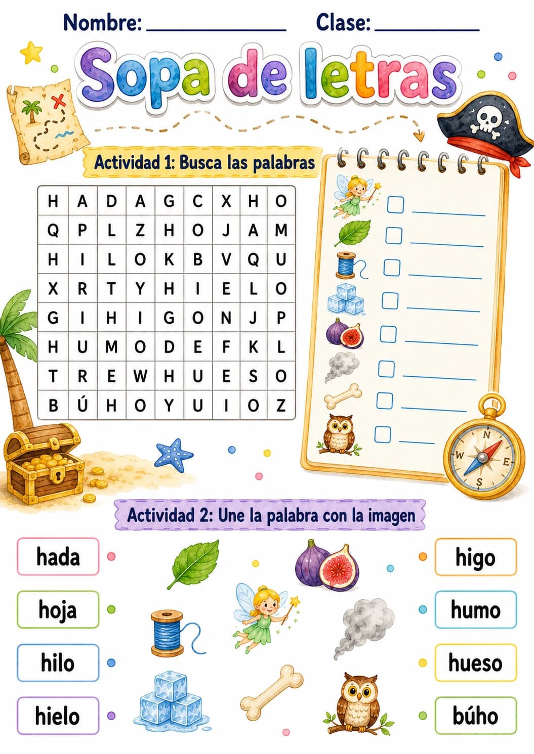 Spanish Letter H Phonics Worksheets Pack page 9 printable worksheet preview