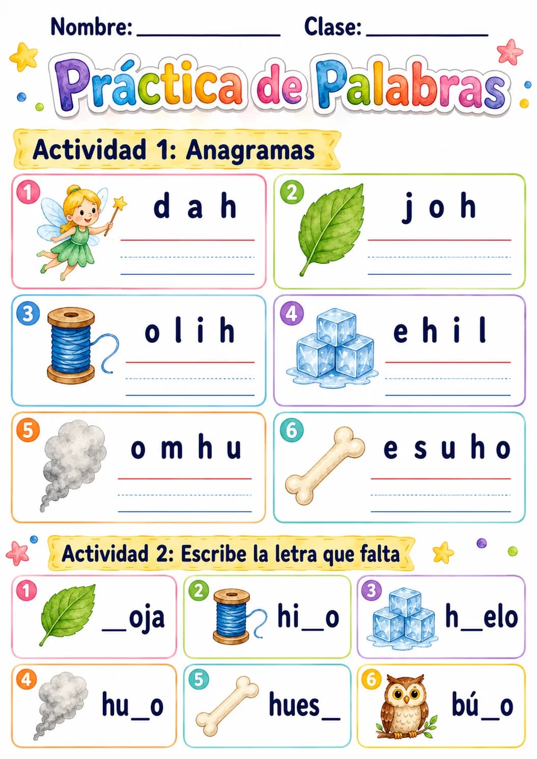 Spanish Letter H Phonics Worksheets Pack page 10 printable worksheet preview