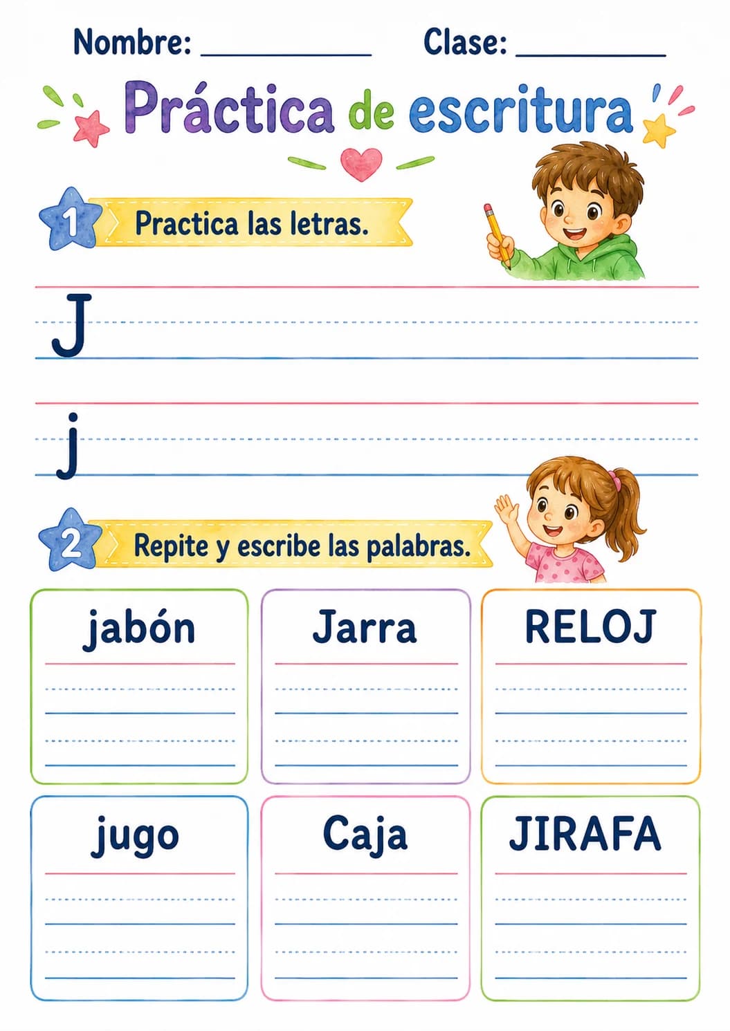 Spanish Letter J Phonics Worksheets Pack page 2 printable worksheet preview