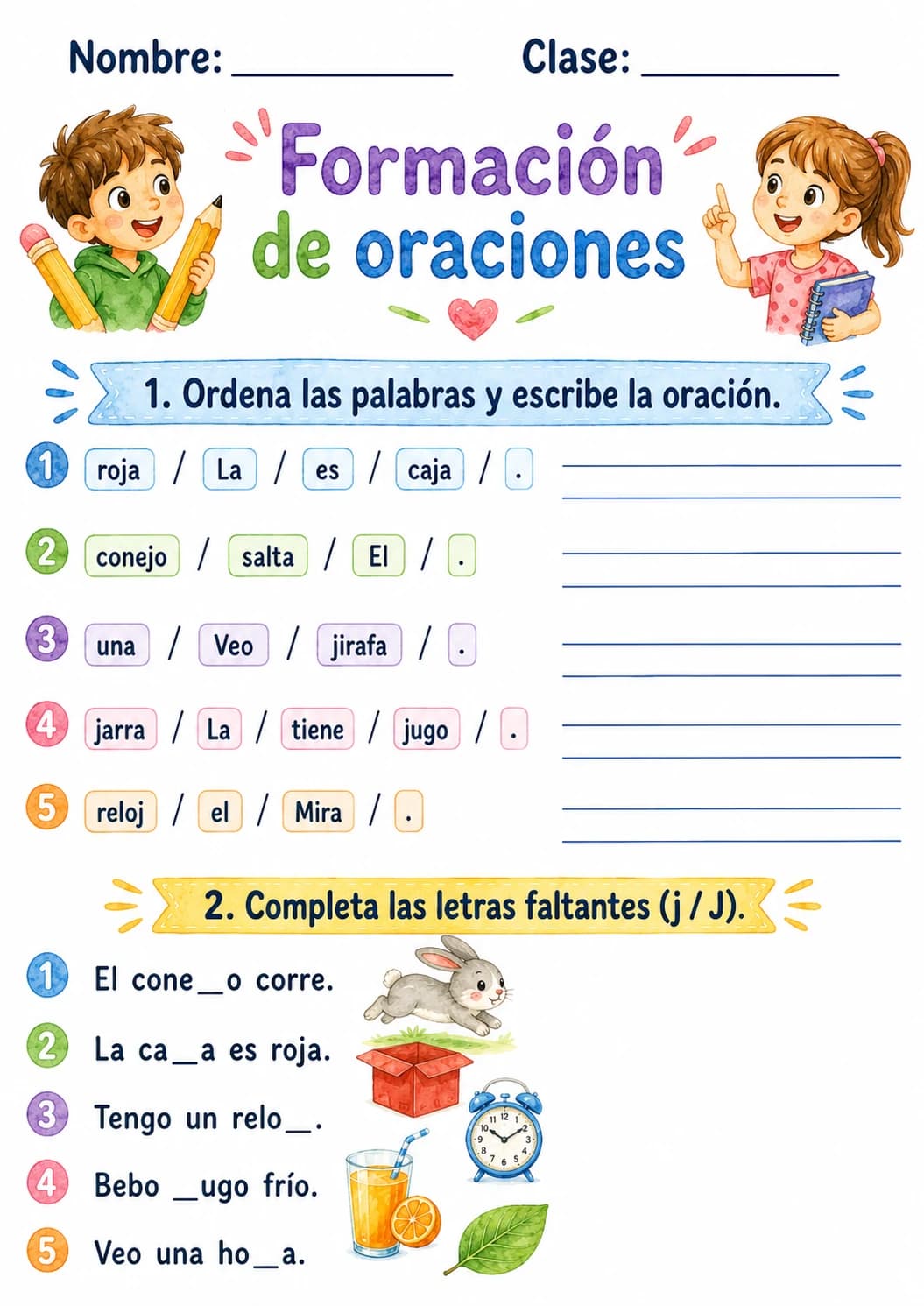 Spanish Letter J Phonics Worksheets Pack page 9 printable worksheet preview
