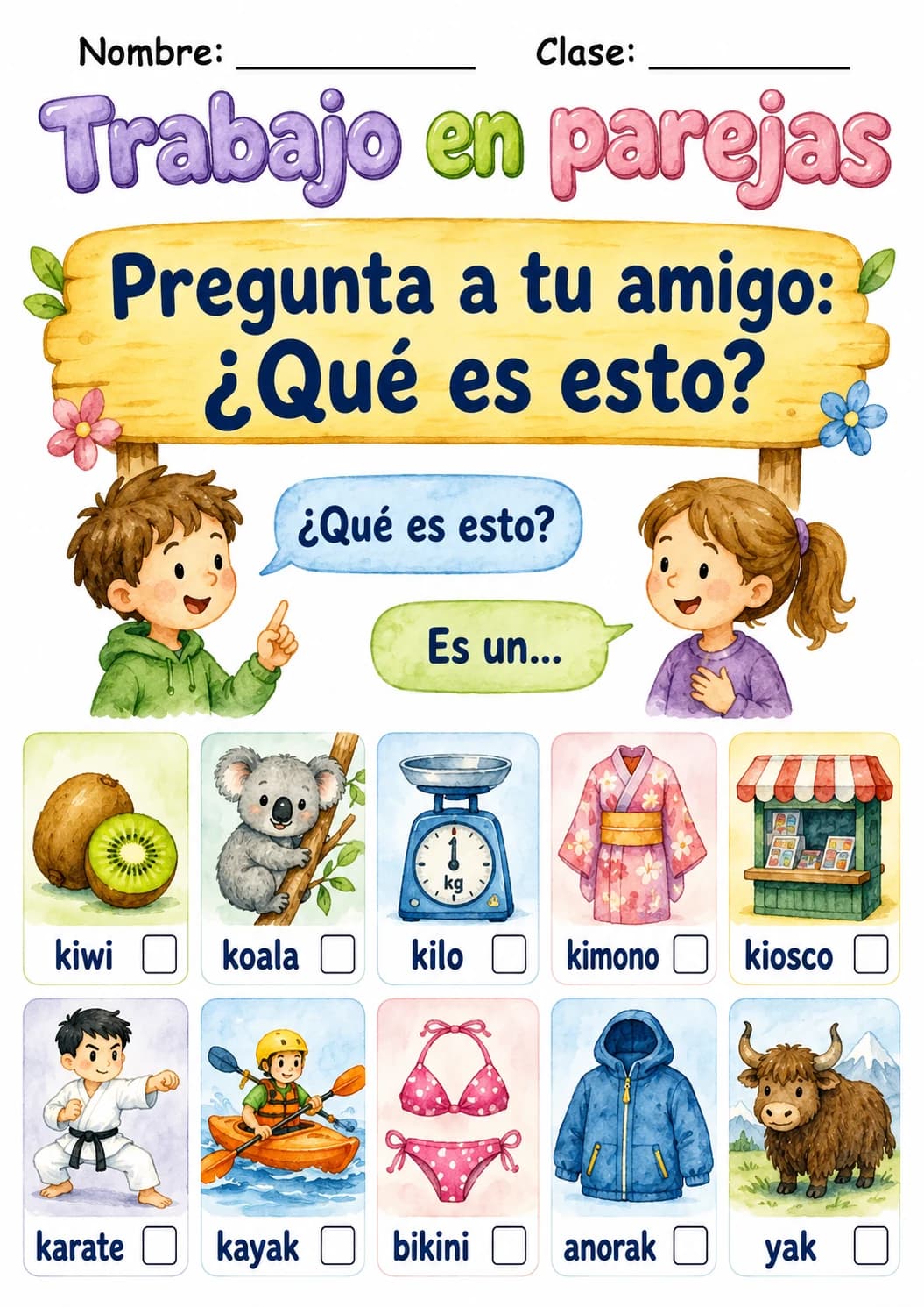 Spanish Letter K Phonics Worksheets Pack page 2 printable worksheet preview