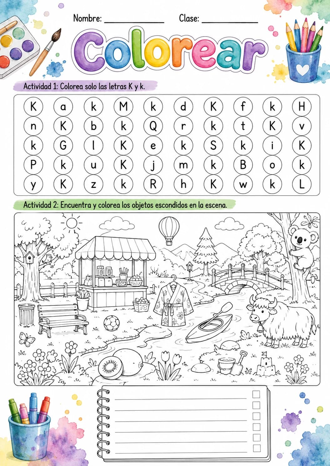 Spanish Letter K Phonics Worksheets Pack page 9 printable worksheet preview