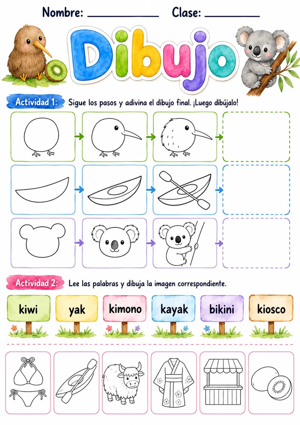 Spanish Letter K Phonics Worksheets Pack page 10 printable worksheet preview