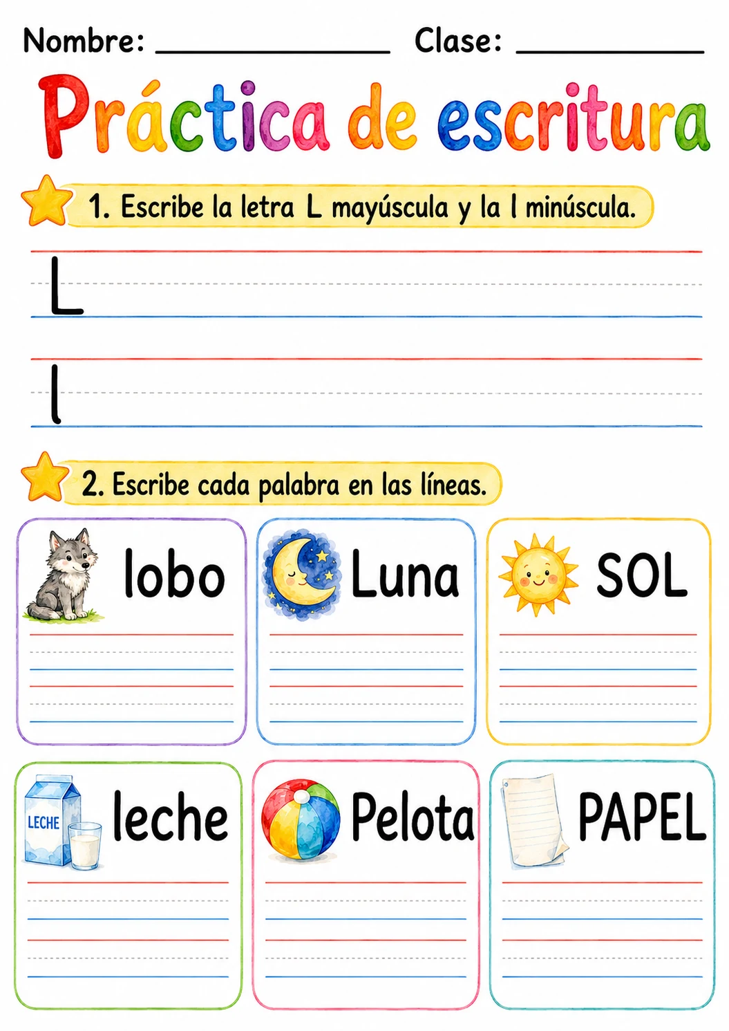 Spanish Letter L Phonics Worksheets Pack page 5 printable worksheet preview