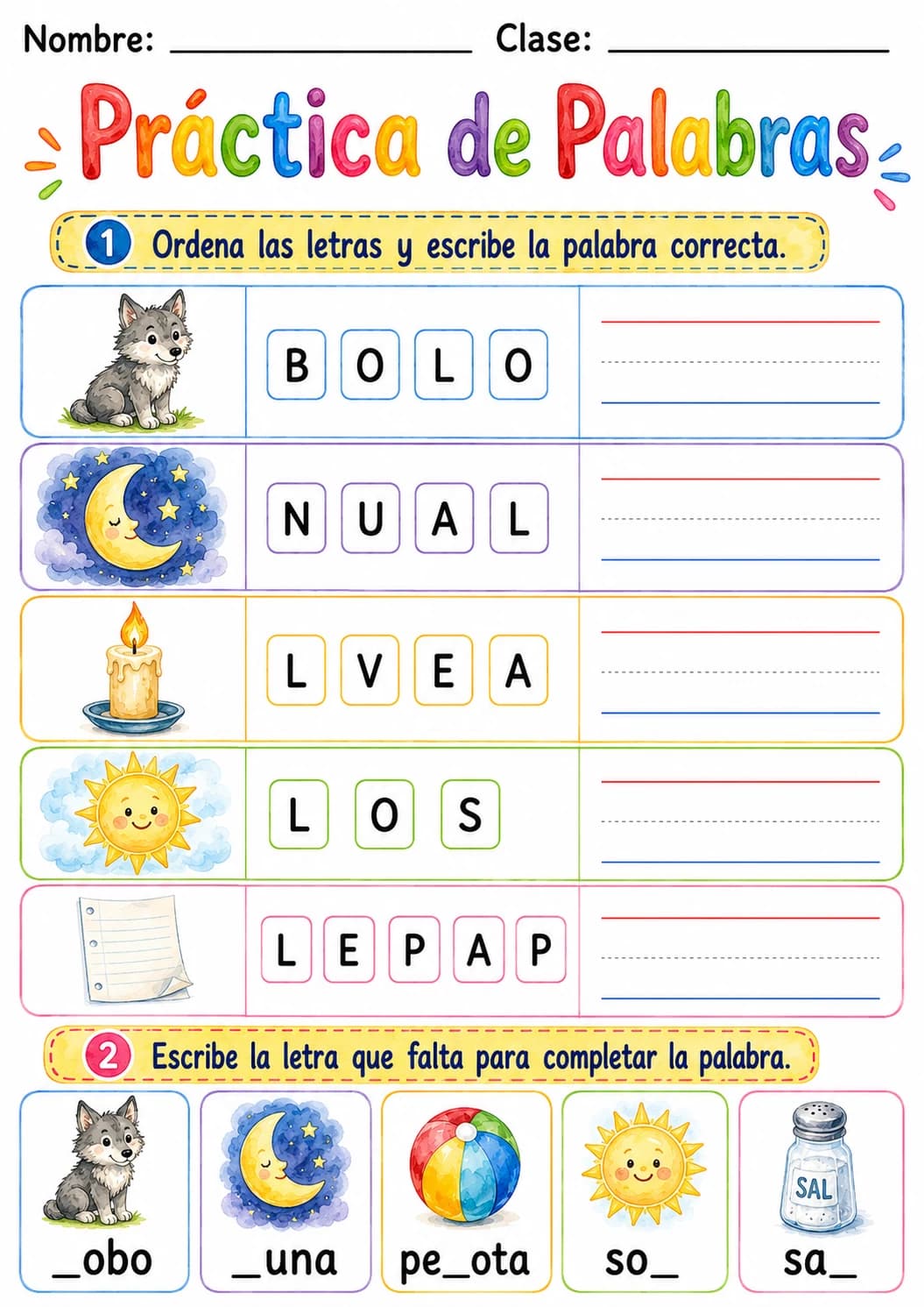 Spanish Letter L Phonics Worksheets Pack page 8 printable worksheet preview