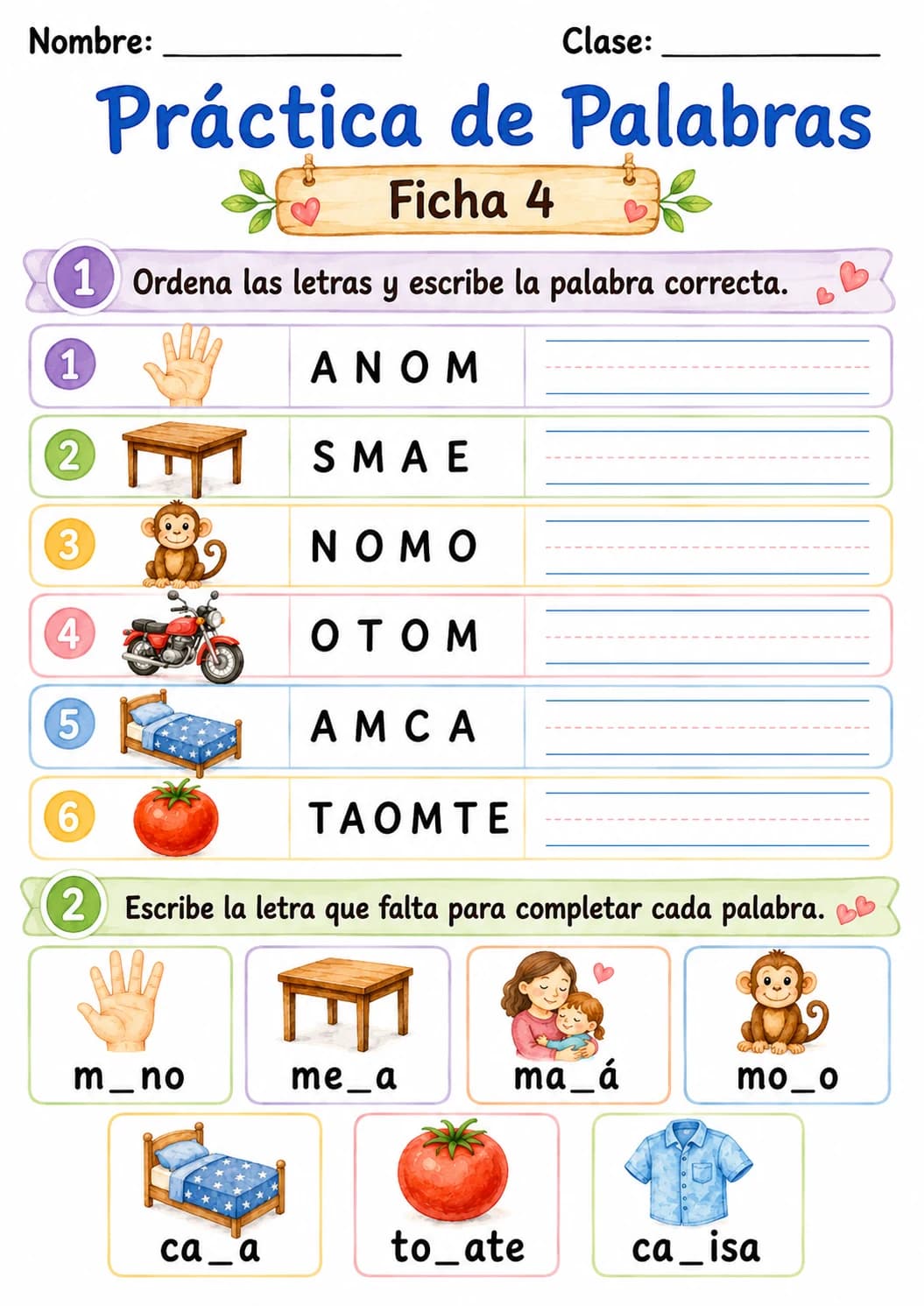 Spanish Letter M Phonics Worksheets Pack page 2 printable worksheet preview