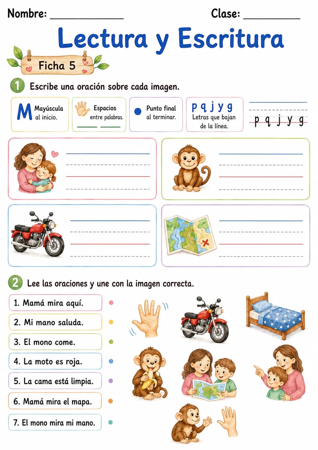 Spanish Letter M Phonics Worksheets Pack page 8 printable worksheet preview