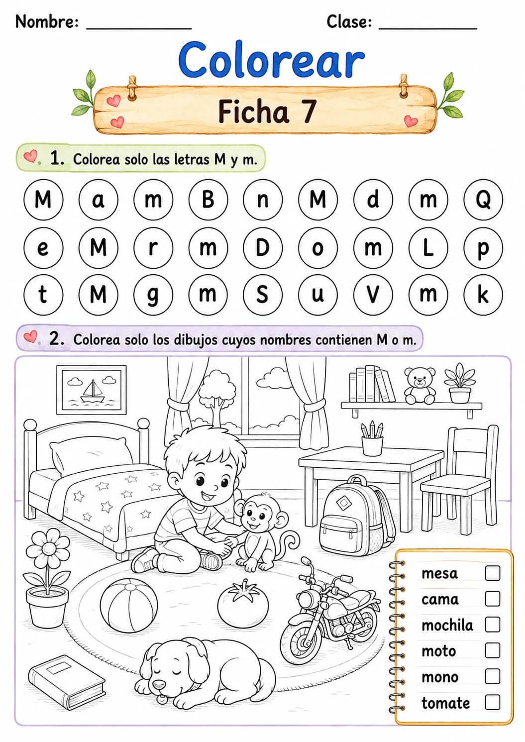 Spanish Letter M Phonics Worksheets Pack page 10 printable worksheet preview