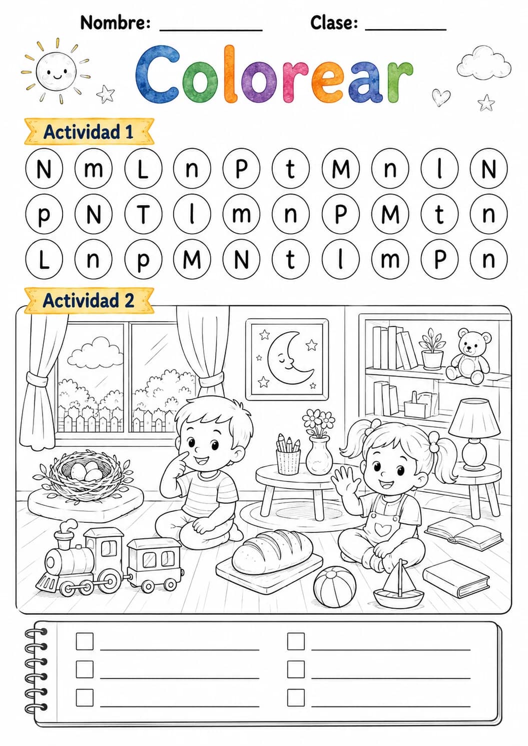 Spanish Letter N Phonics Worksheets Pack printable worksheet pack preview from KiwiBee