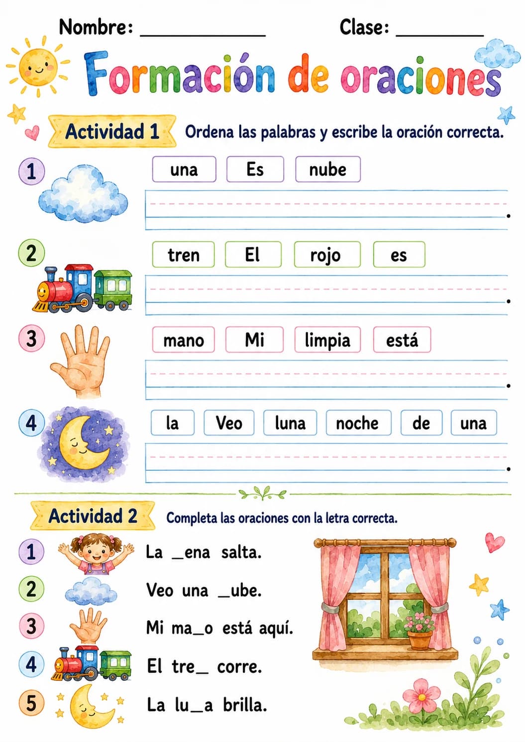 Spanish Letter N Phonics Worksheets Pack page 5 printable worksheet preview