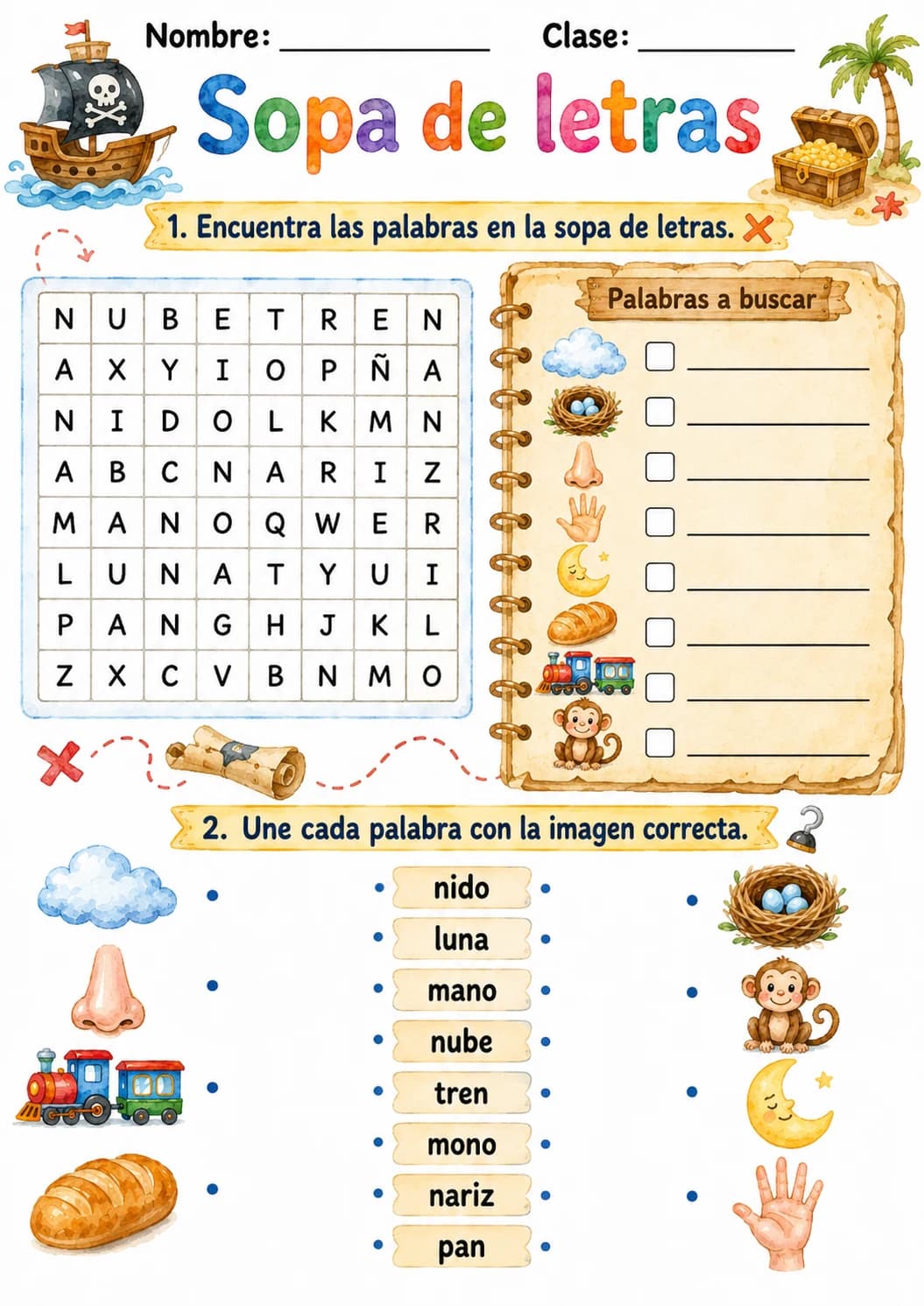 Spanish Letter N Phonics Worksheets Pack page 6 printable worksheet preview