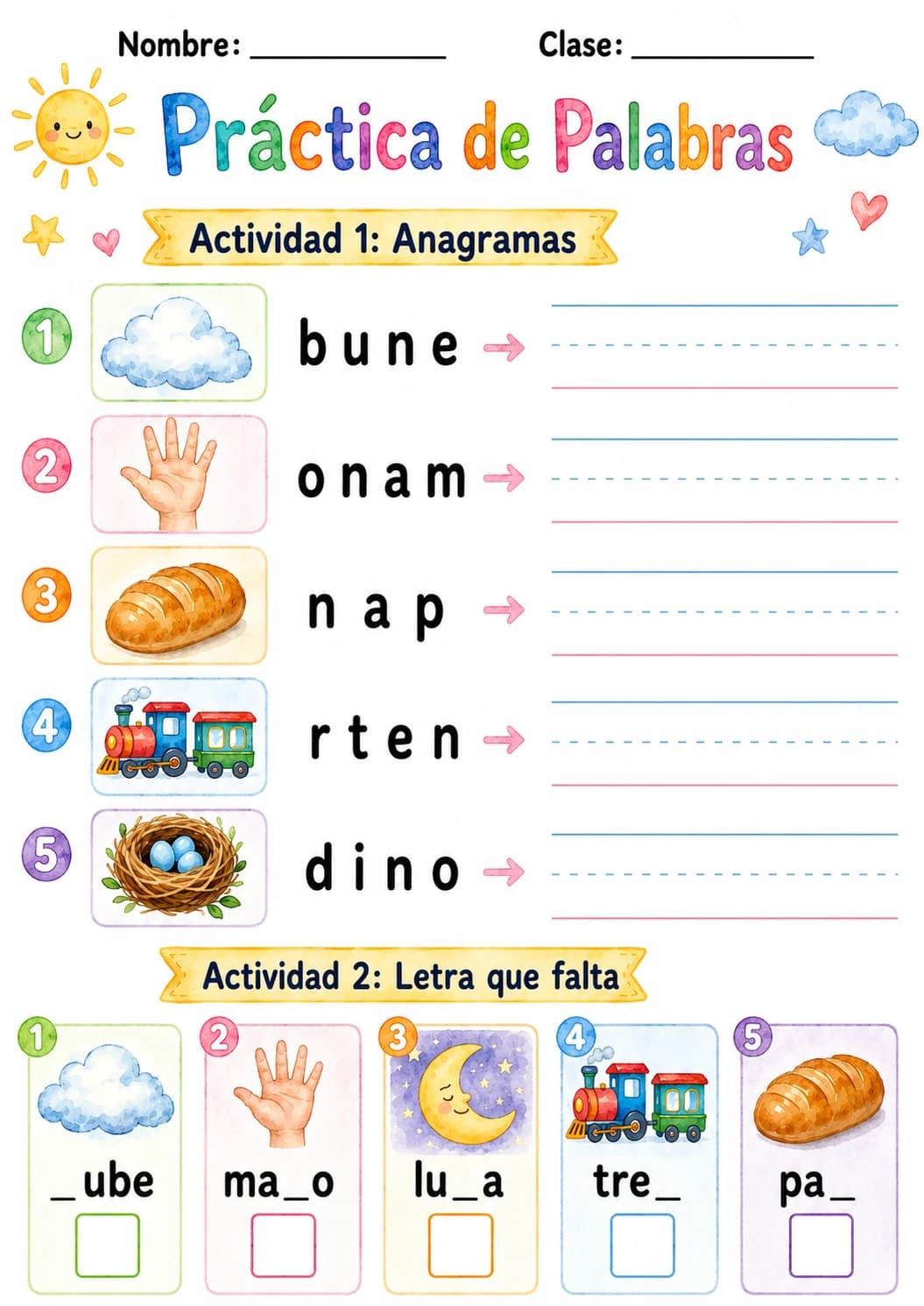 Spanish Letter N Phonics Worksheets Pack page 10 printable worksheet preview