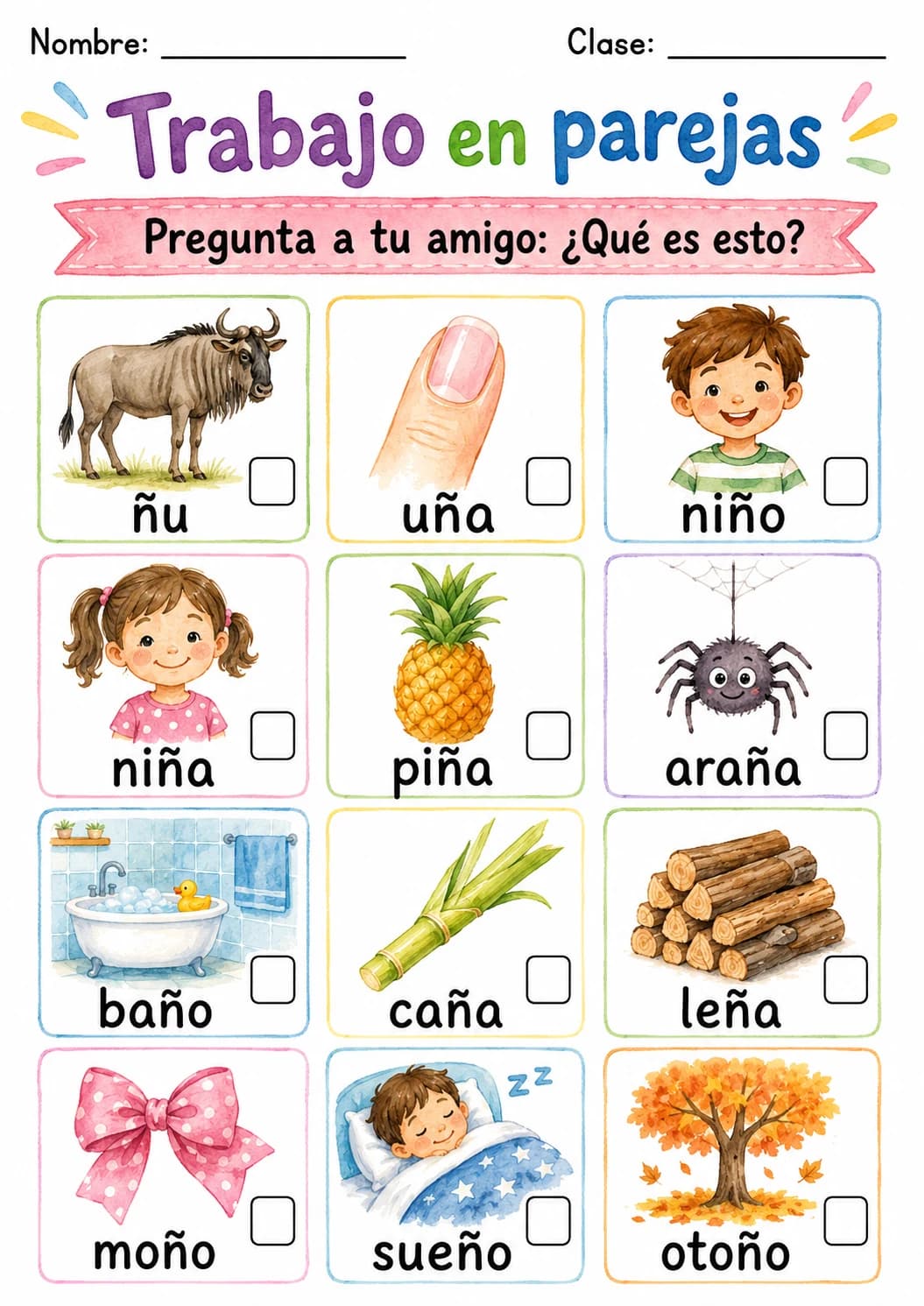 Spanish Letter Ñ Phonics Worksheets Pack page 6 printable worksheet preview
