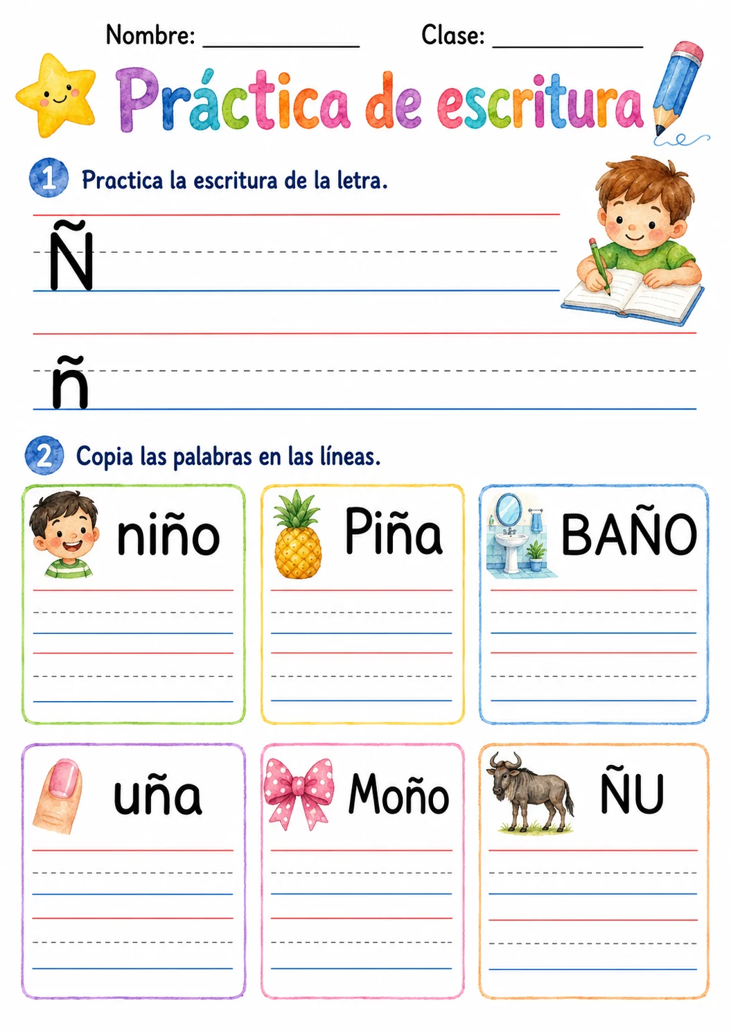 Spanish Letter Ñ Phonics Worksheets Pack page 10 printable worksheet preview