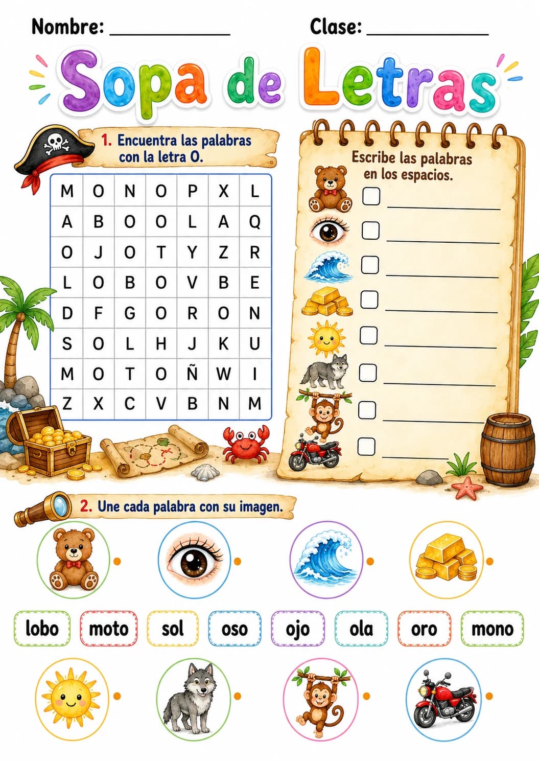 Spanish Letter O Phonics Worksheets Pack page 4 printable worksheet preview