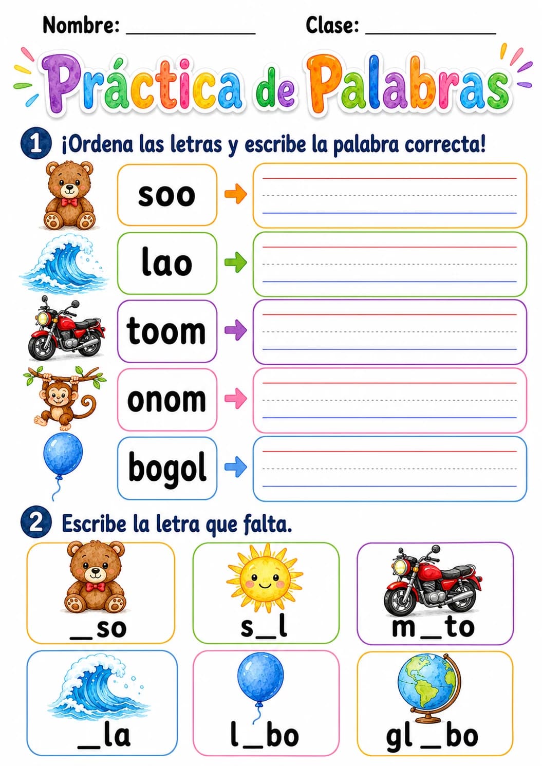 Spanish Letter O Phonics Worksheets Pack page 6 printable worksheet preview