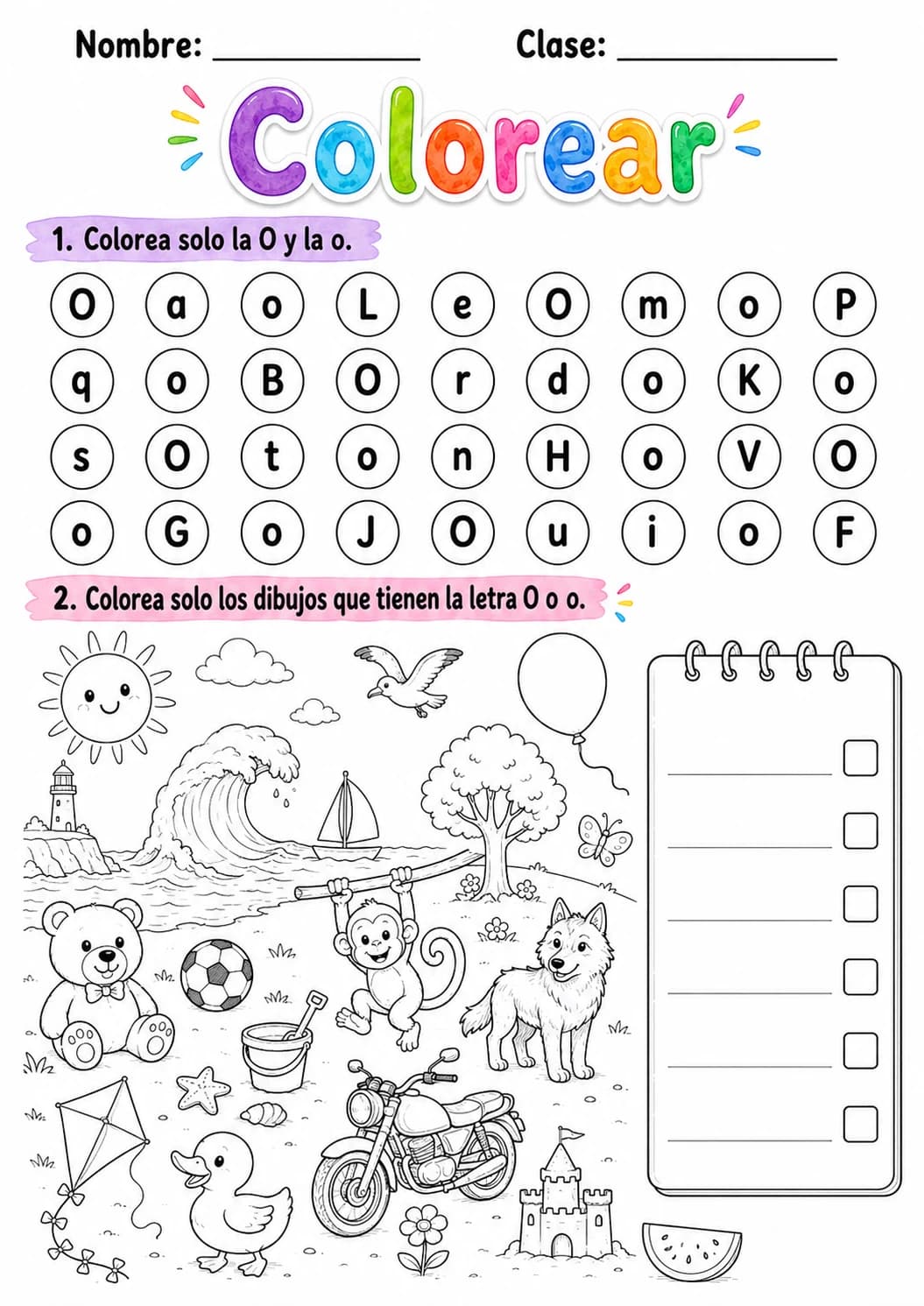 Spanish Letter O Phonics Worksheets Pack page 9 printable worksheet preview