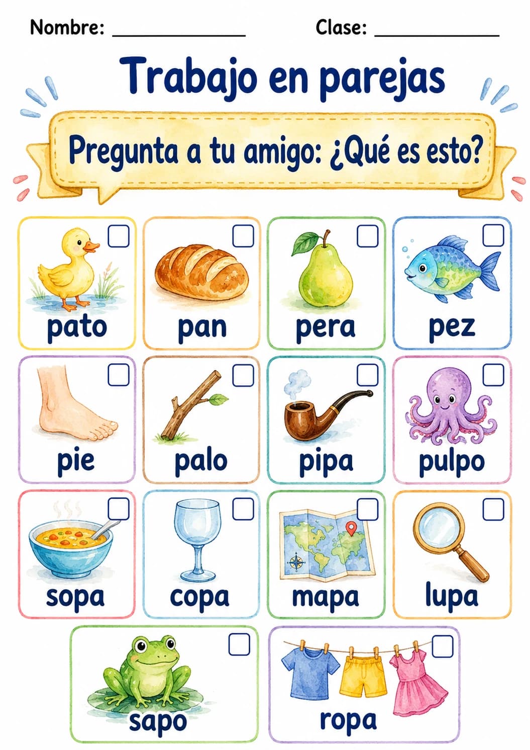 Spanish Letter P Phonics Worksheets Pack page 3 printable worksheet preview