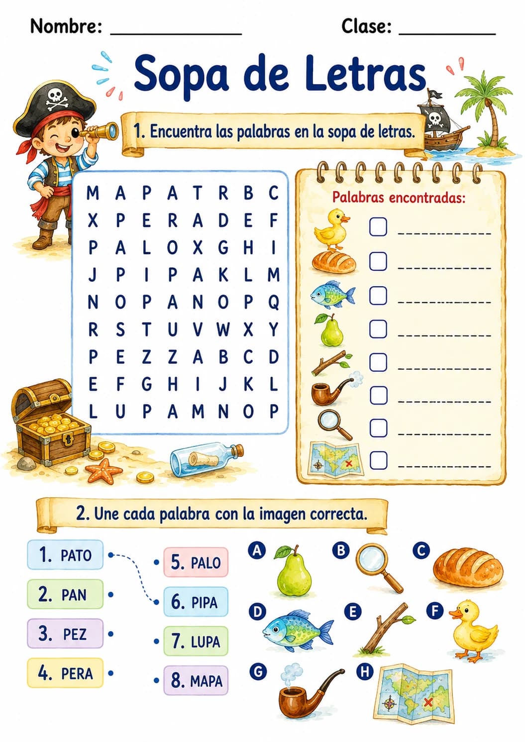 Spanish Letter P Phonics Worksheets Pack page 4 printable worksheet preview