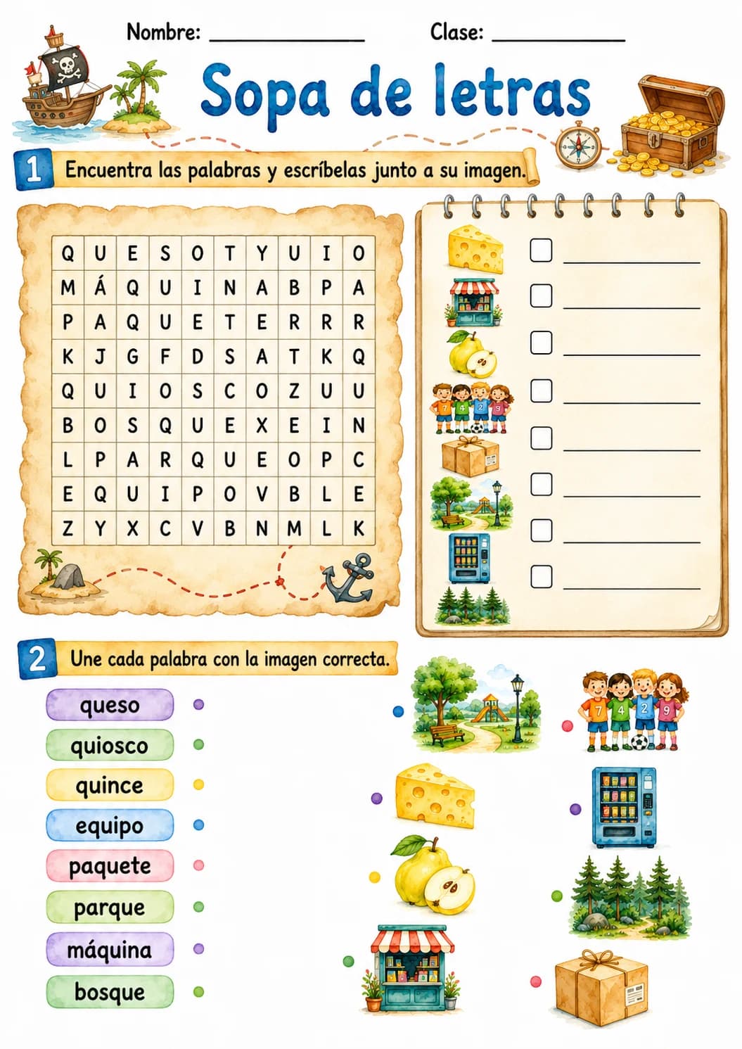 Spanish Letter Q Phonics Worksheets Pack page 10 printable worksheet preview