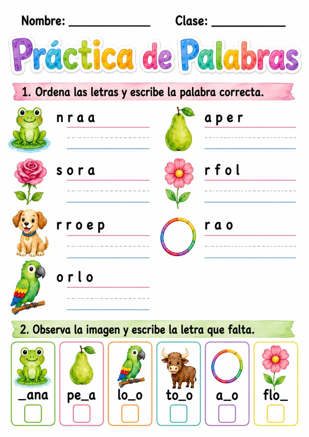 Spanish Letter R Phonics Worksheets Pack printable worksheet pack preview from KiwiBee
