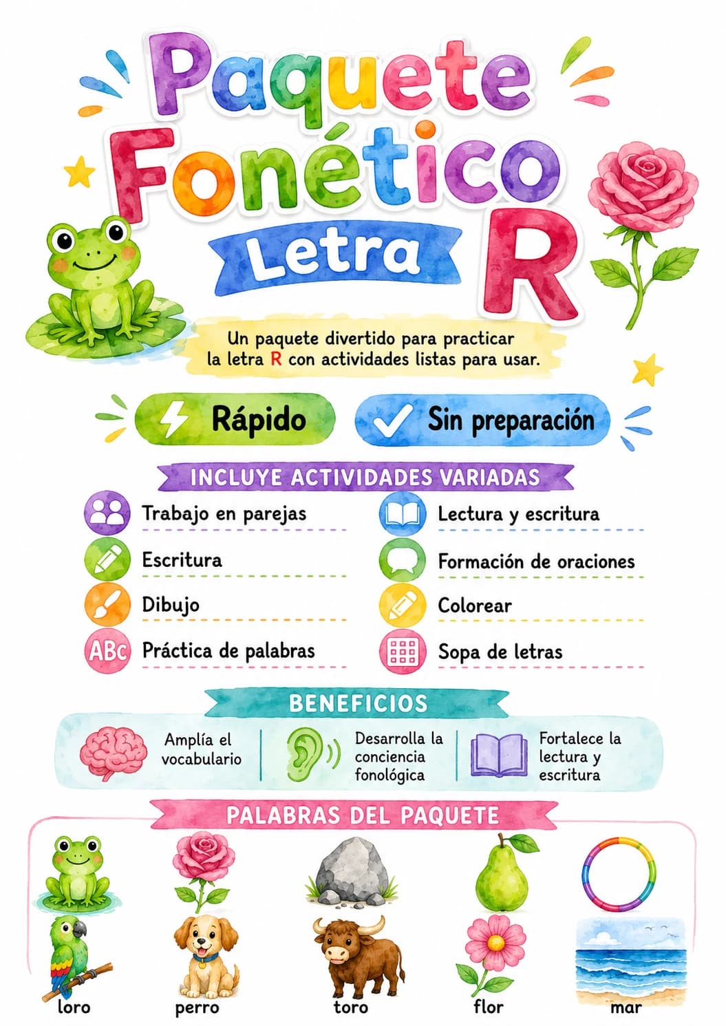 Spanish Letter R Phonics Worksheets Pack page 4 printable worksheet preview