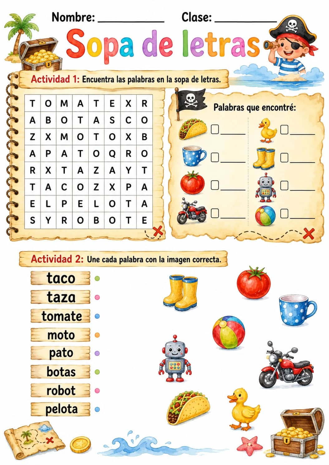 Spanish Letter T Phonics Worksheets Pack printable worksheet pack preview from KiwiBee