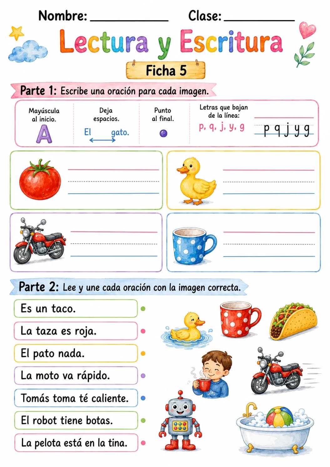 Spanish Letter T Phonics Worksheets Pack page 7 printable worksheet preview
