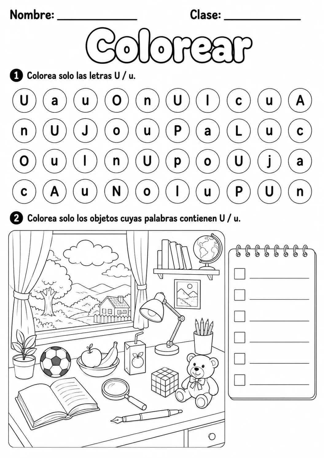 Spanish Letter U Phonics Worksheets Pack page 3 printable worksheet preview