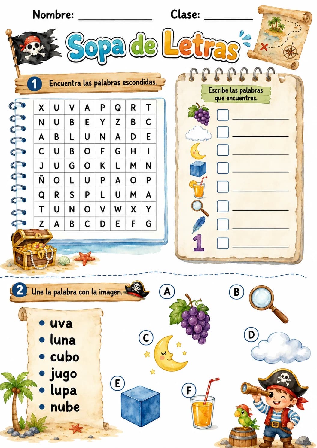 Spanish Letter U Phonics Worksheets Pack page 4 printable worksheet preview