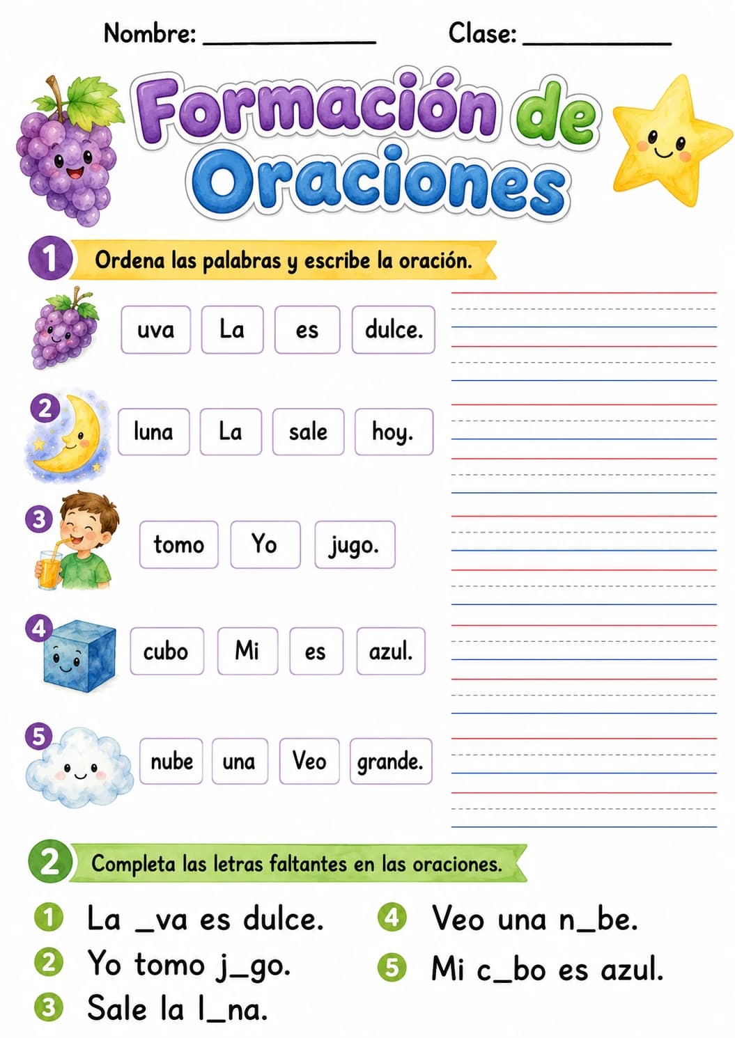 Spanish Letter U Phonics Worksheets Pack page 6 printable worksheet preview
