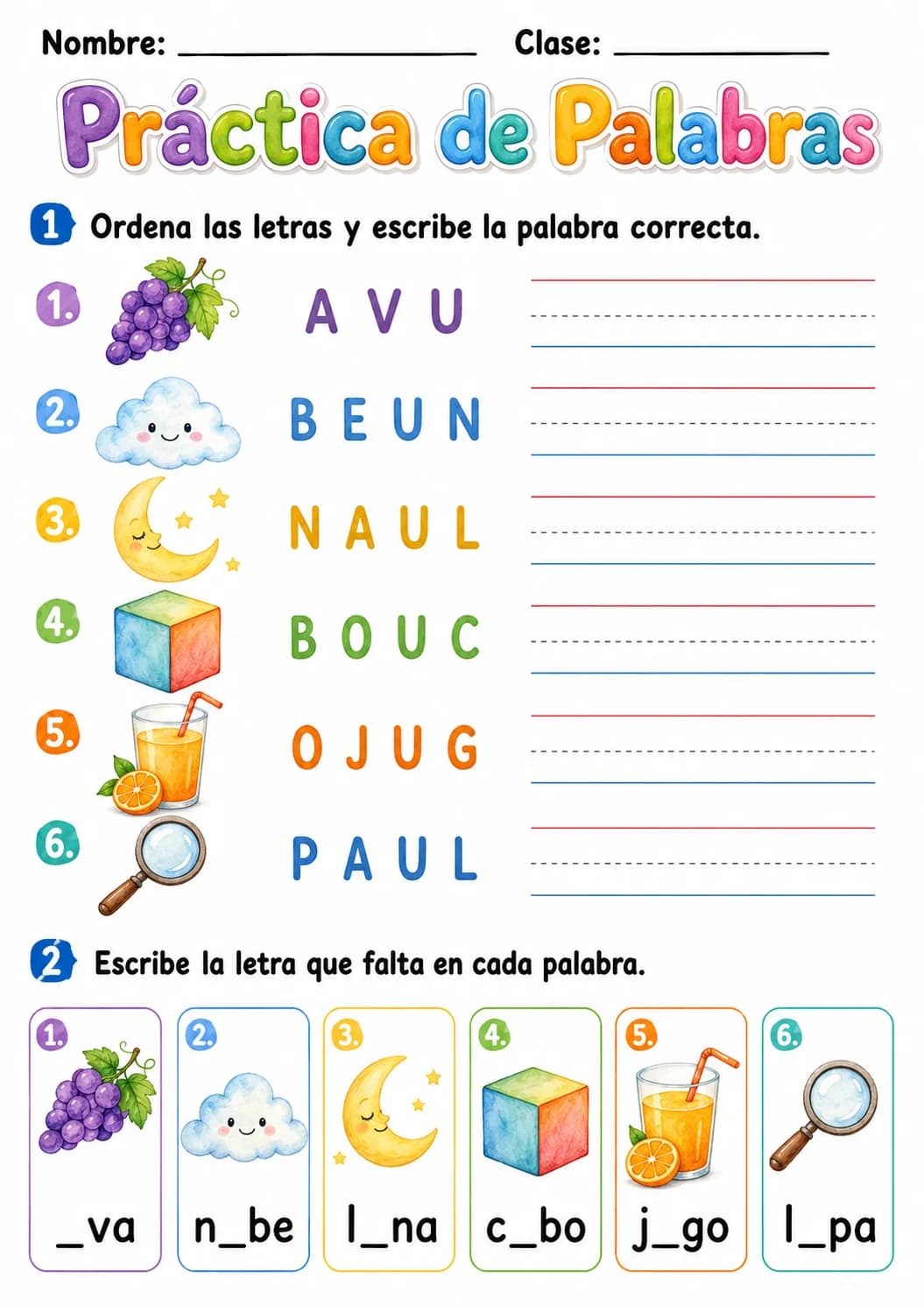 Spanish Letter U Phonics Worksheets Pack page 9 printable worksheet preview