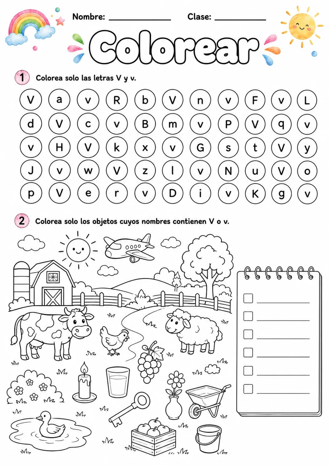 Spanish Letter V Phonics Worksheets Pack page 10 printable worksheet preview