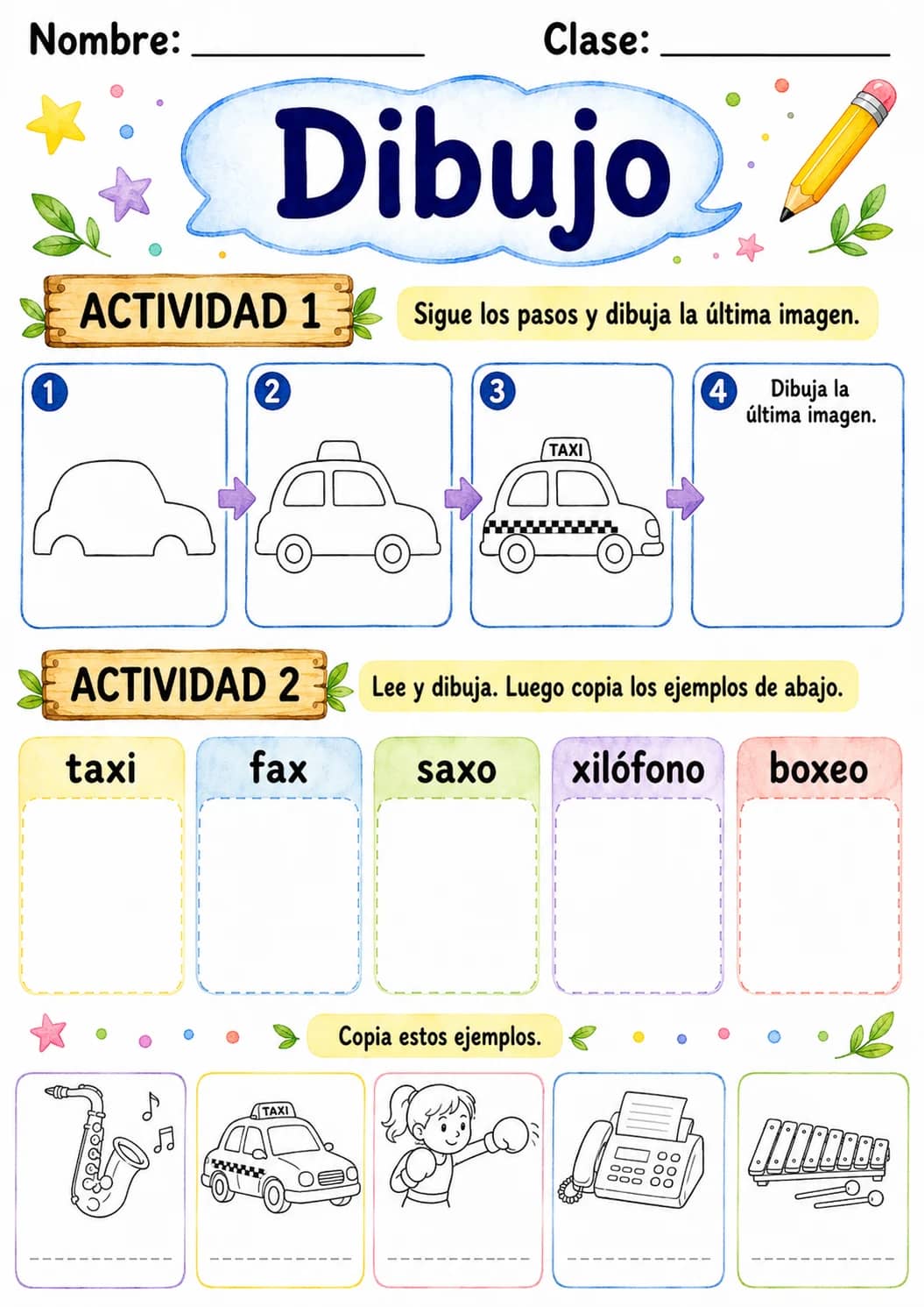 Spanish Letter X Phonics Worksheets Pack printable worksheet pack preview from KiwiBee