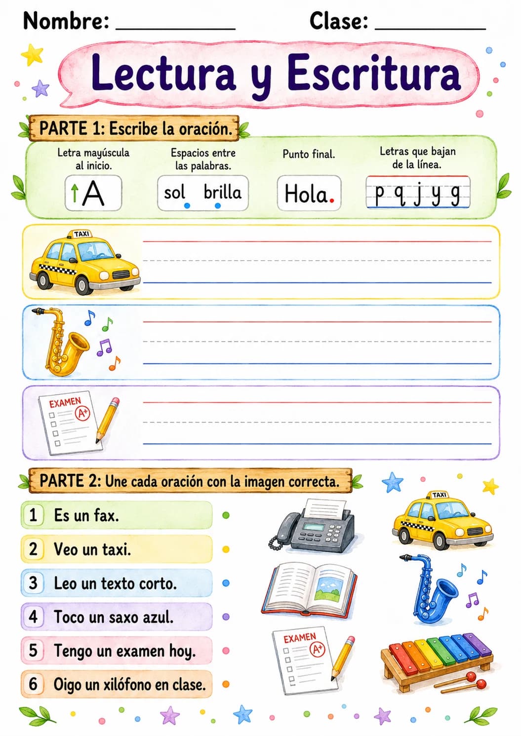 Spanish Letter X Phonics Worksheets Pack page 2 printable worksheet preview