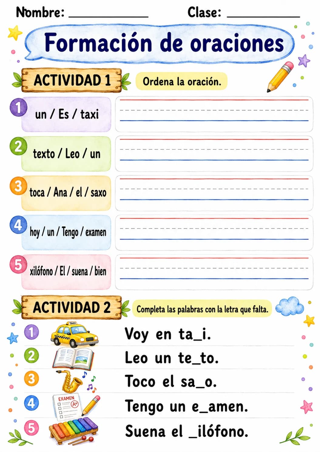 Spanish Letter X Phonics Worksheets Pack page 10 printable worksheet preview